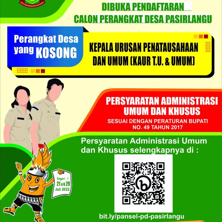 Pengumuman, Dibuka Pendaftaran Calon Perangkat Desa Pasirlangu